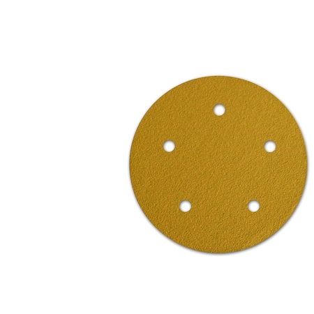 5 60 Grit C-Weight Gold Aluminum Oxide Stearate Coated Hook & Loop Disc 5 Hole